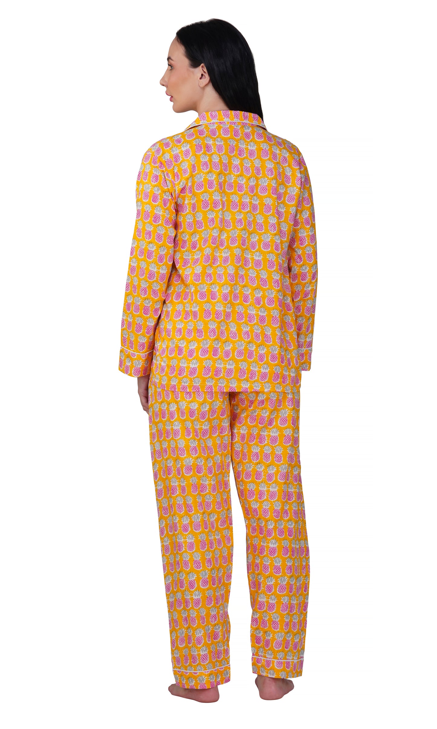 Tropical Bliss: 3-Piece Yellow Pink Pineapple Pajama Set
