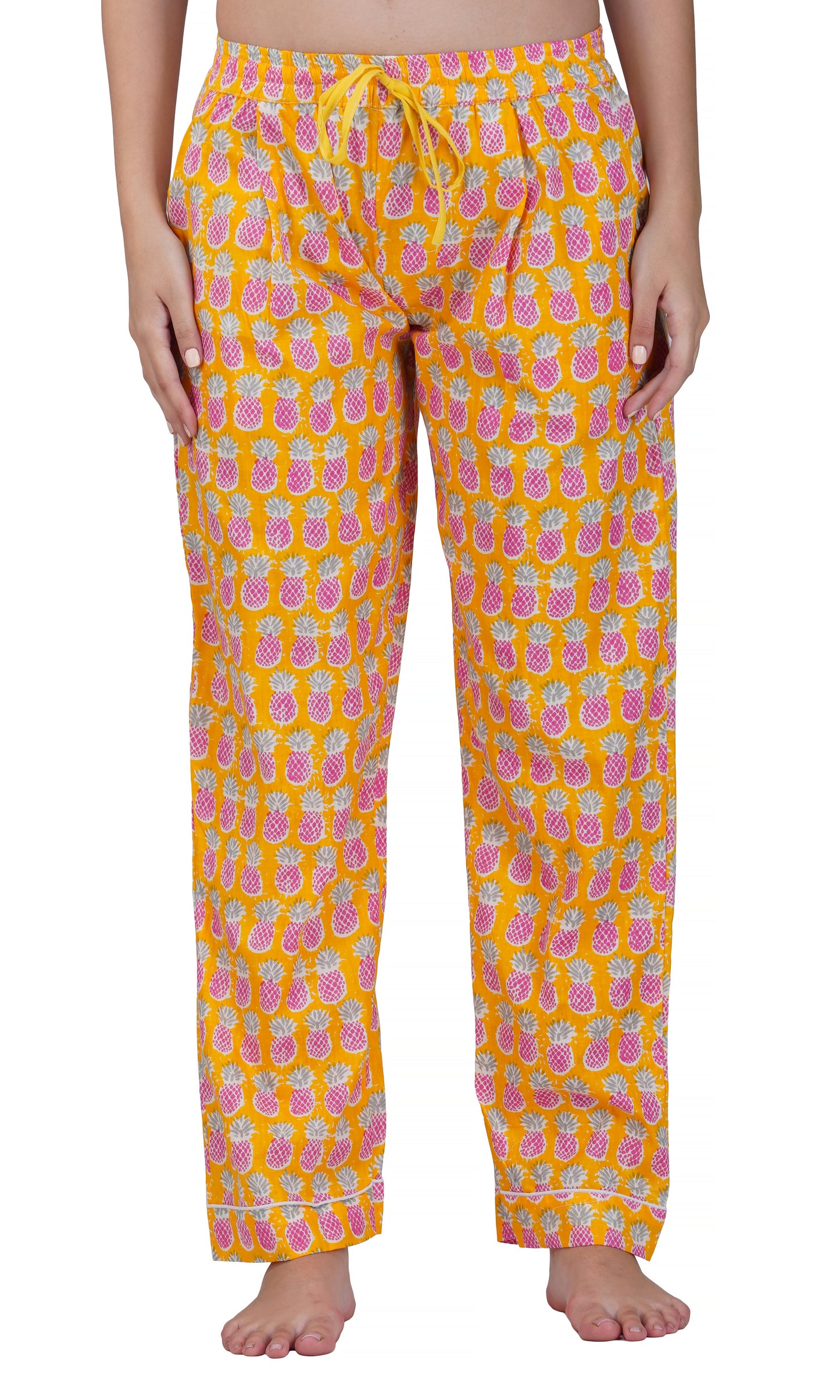Tropical Bliss: 3-Piece Yellow Pink Pineapple Pajama Set