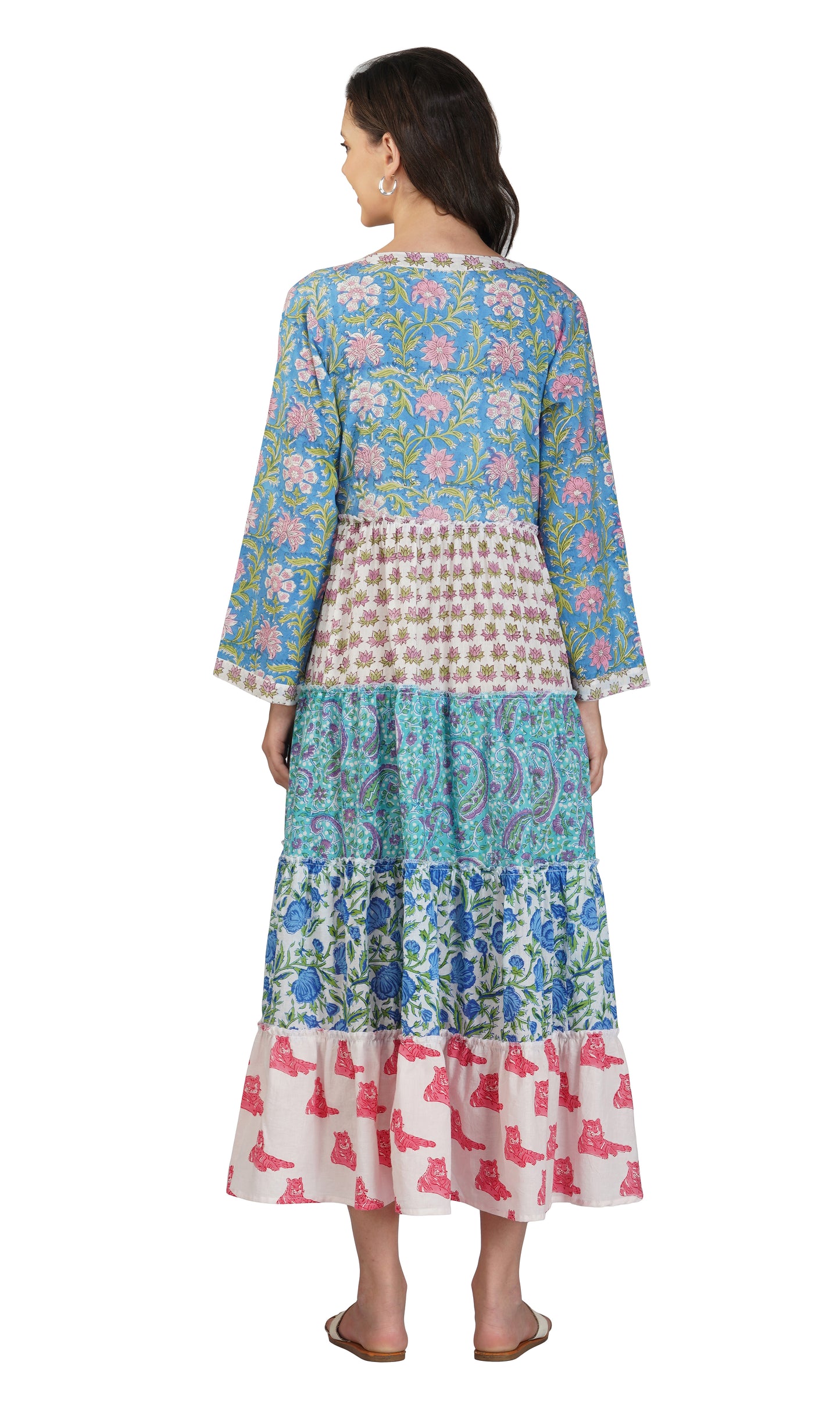 Lotus Blossom Button-Up Maxi Dress