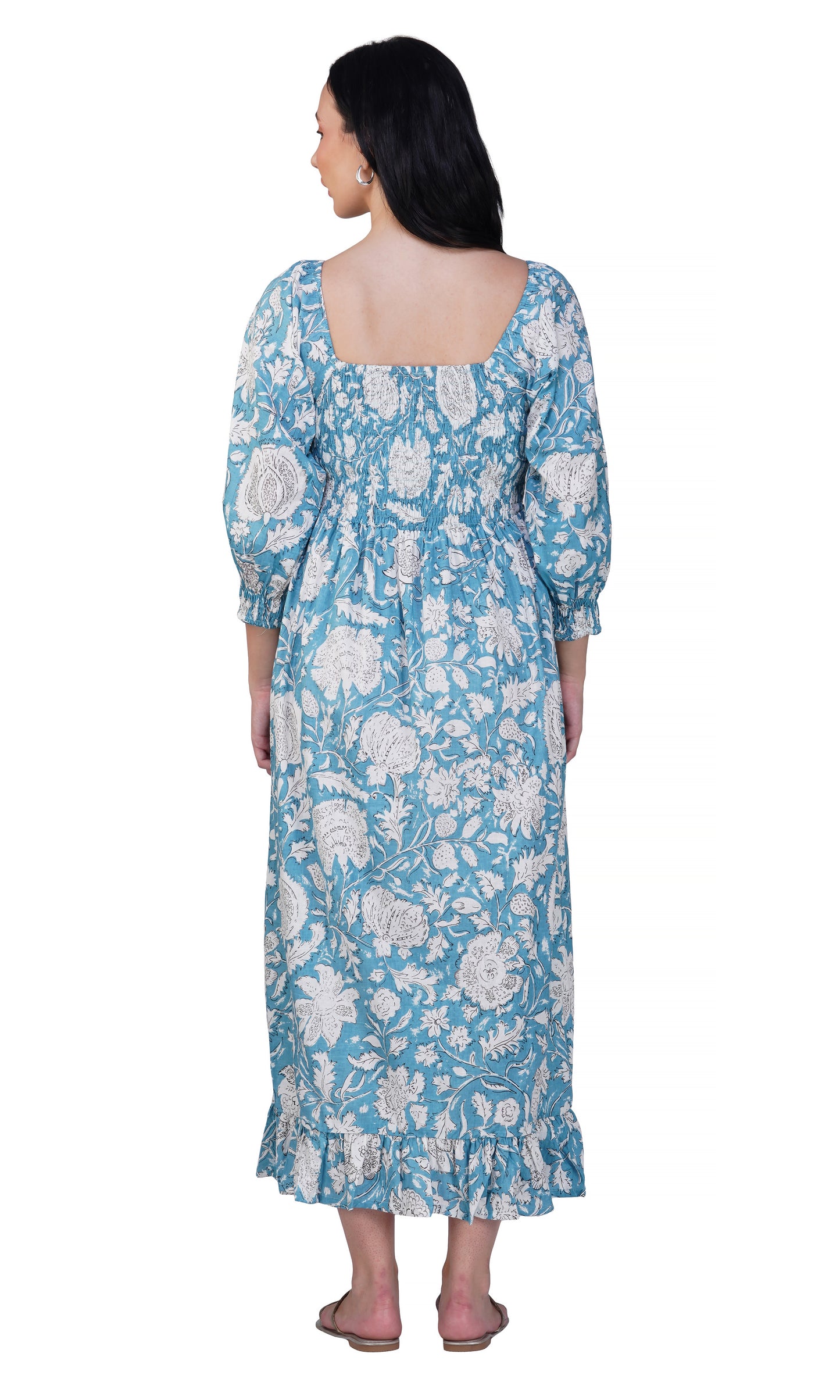 Azure Bloom Maxi Dress