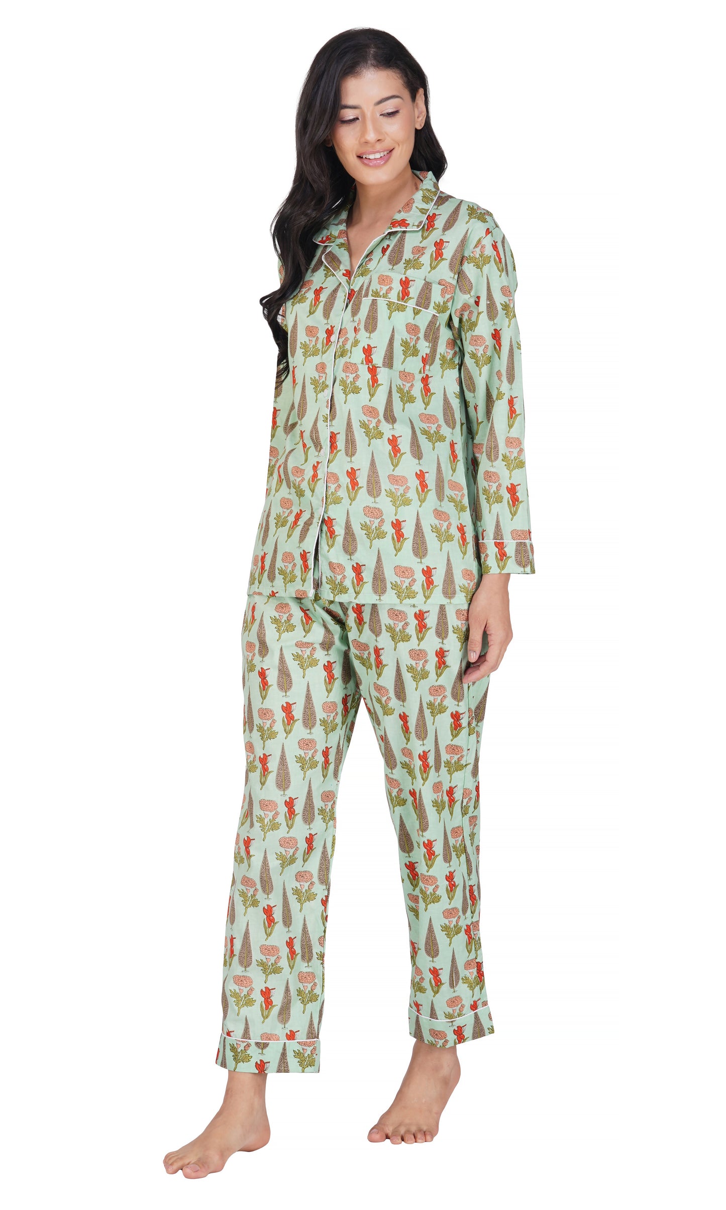 Ruby Forest: 3-Piece Women's Block Printed Pajama Set
