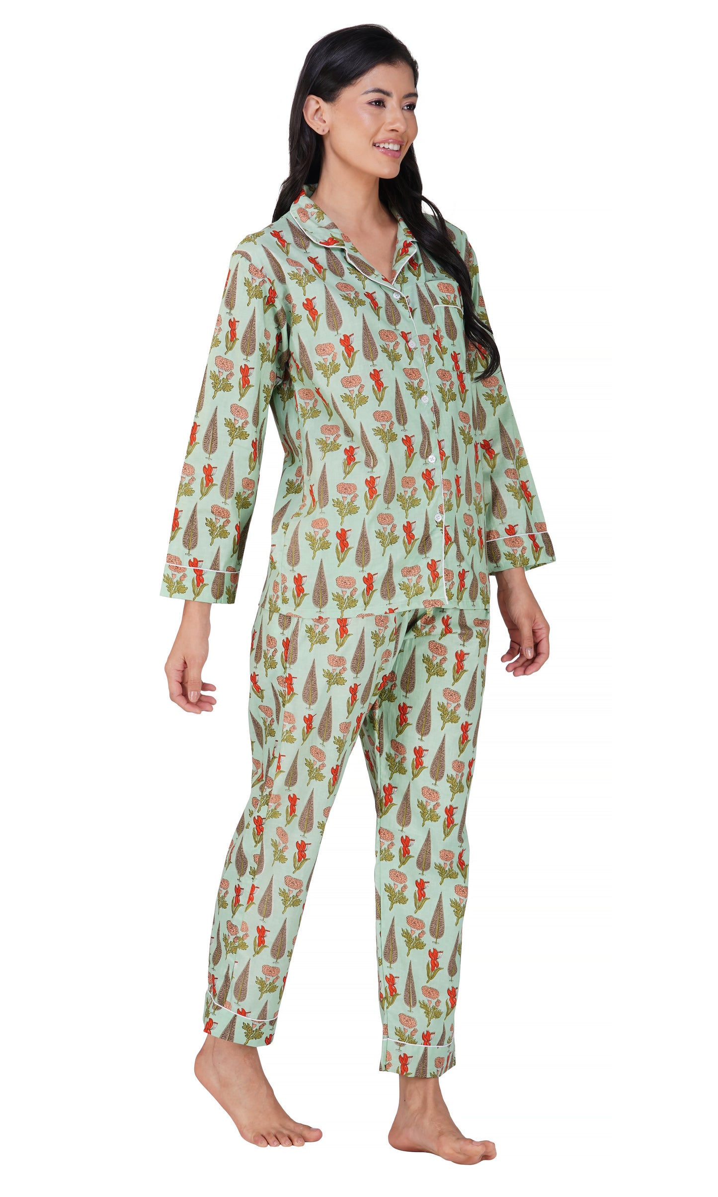 Ruby Forest: 3-Piece Women's Block Printed Pajama Set