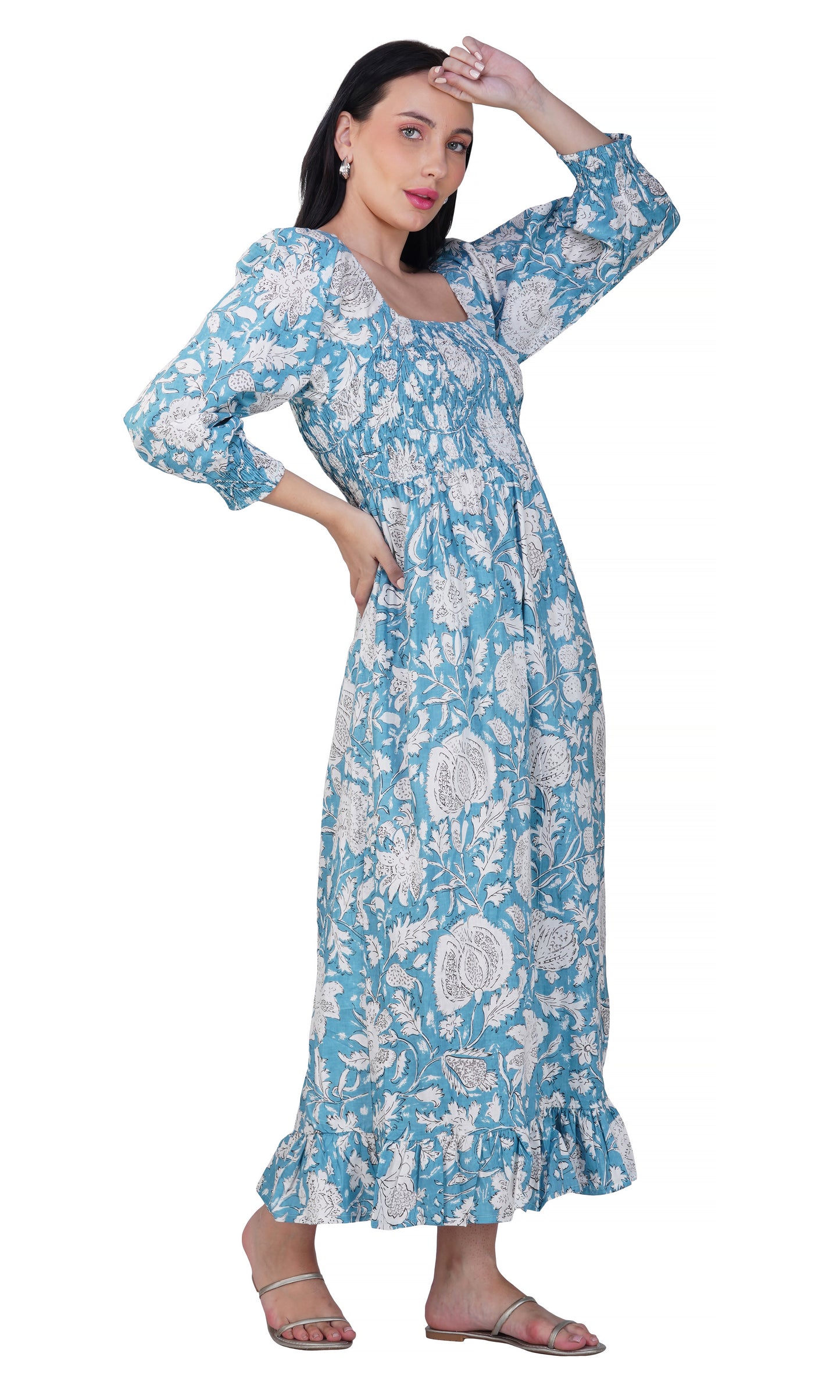 Azure Bloom Maxi Dress