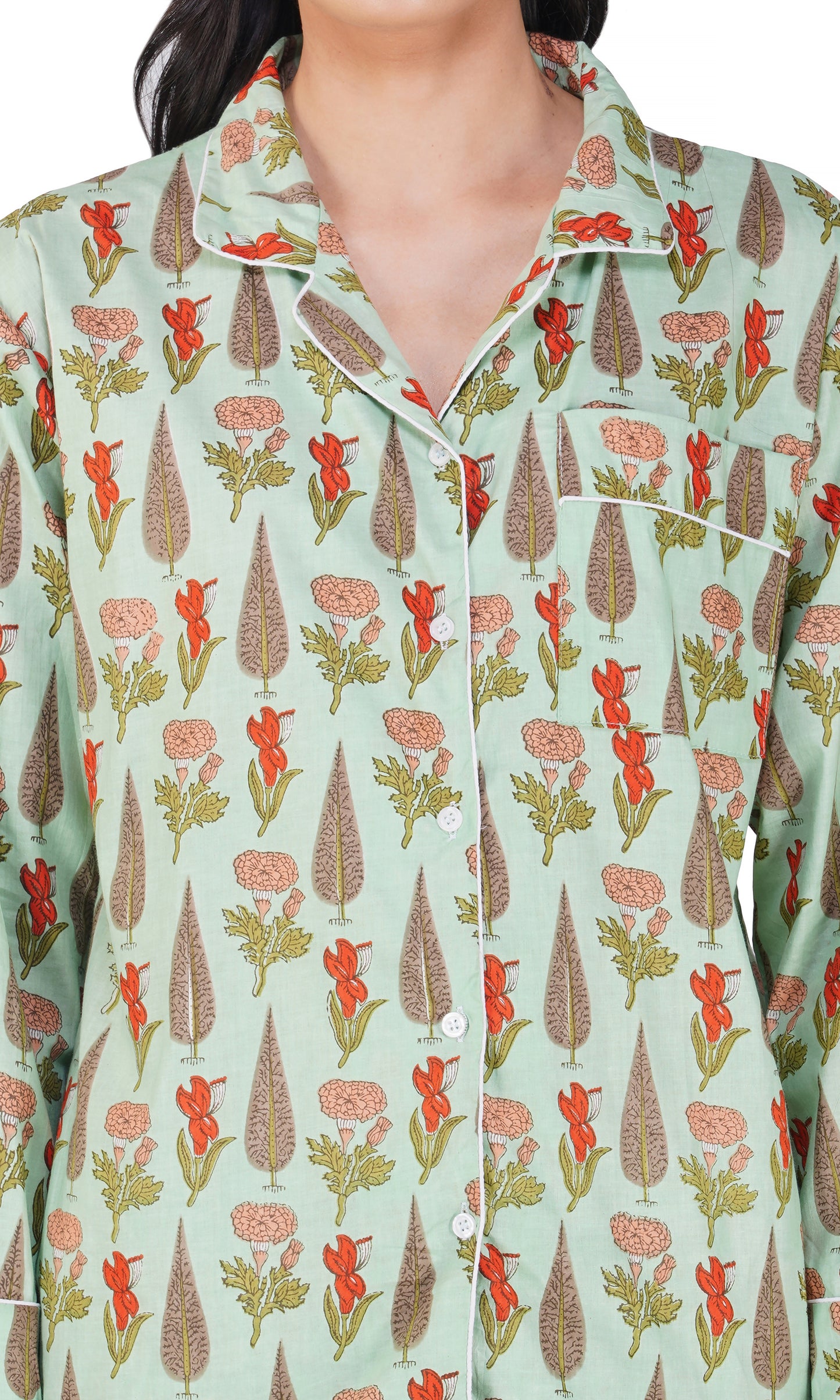 Ruby Forest: 3-Piece Women's Block Printed Pajama Set