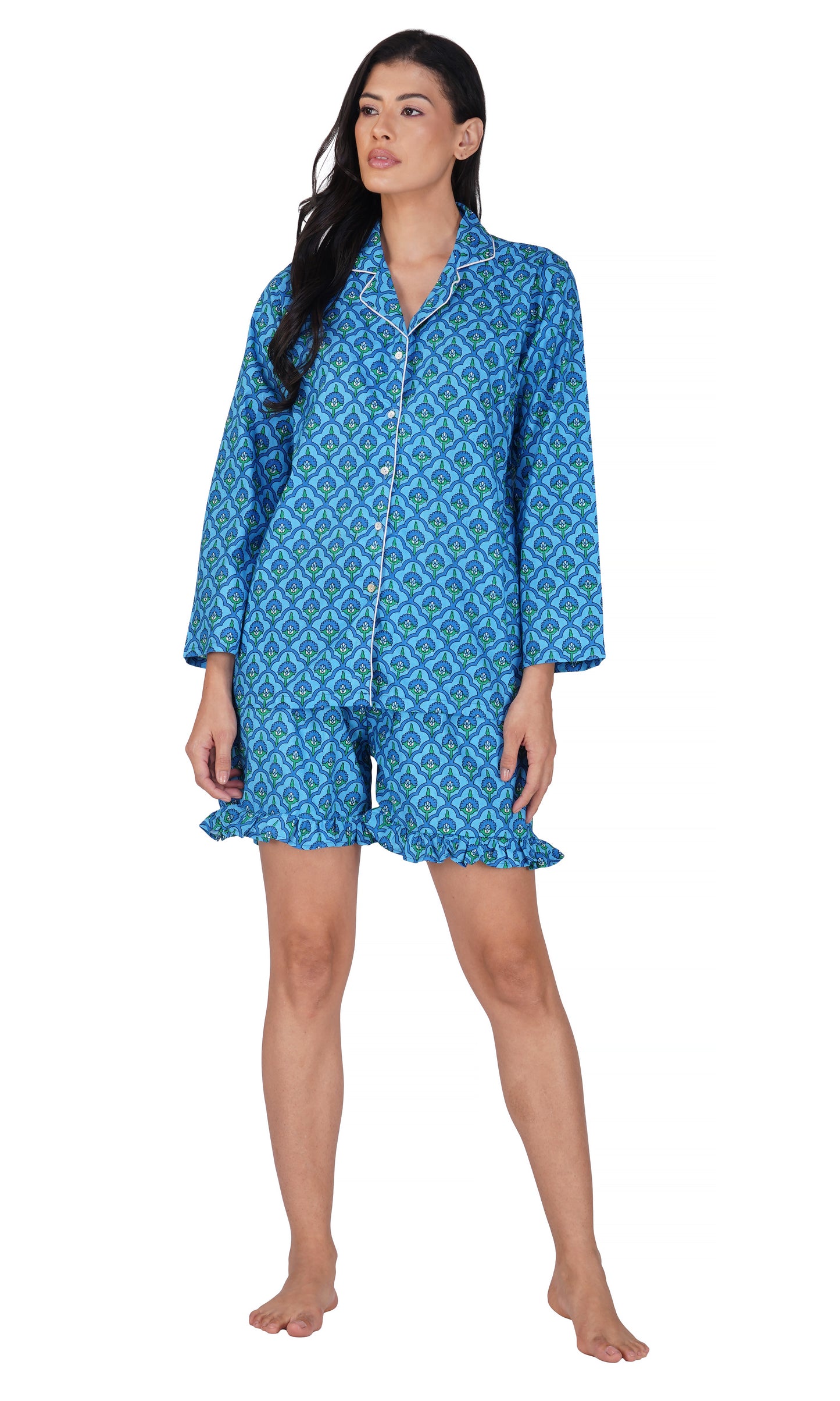 Emerald Haven: 3-Piece Shorts Pajama Set