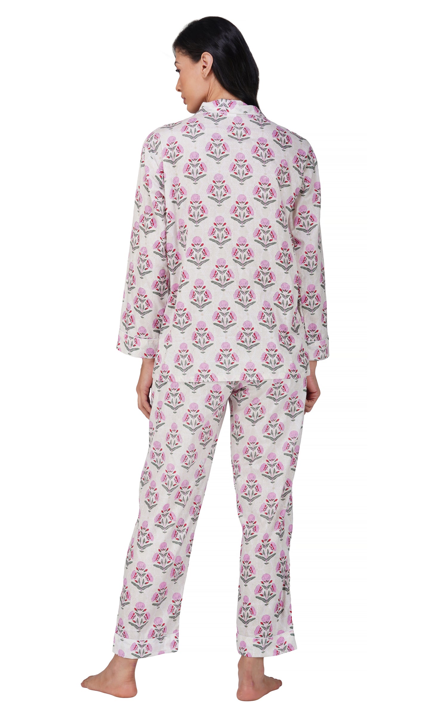 Blush Bloom: Pink & Grey Flower Booti Print- 3 piece pajama set