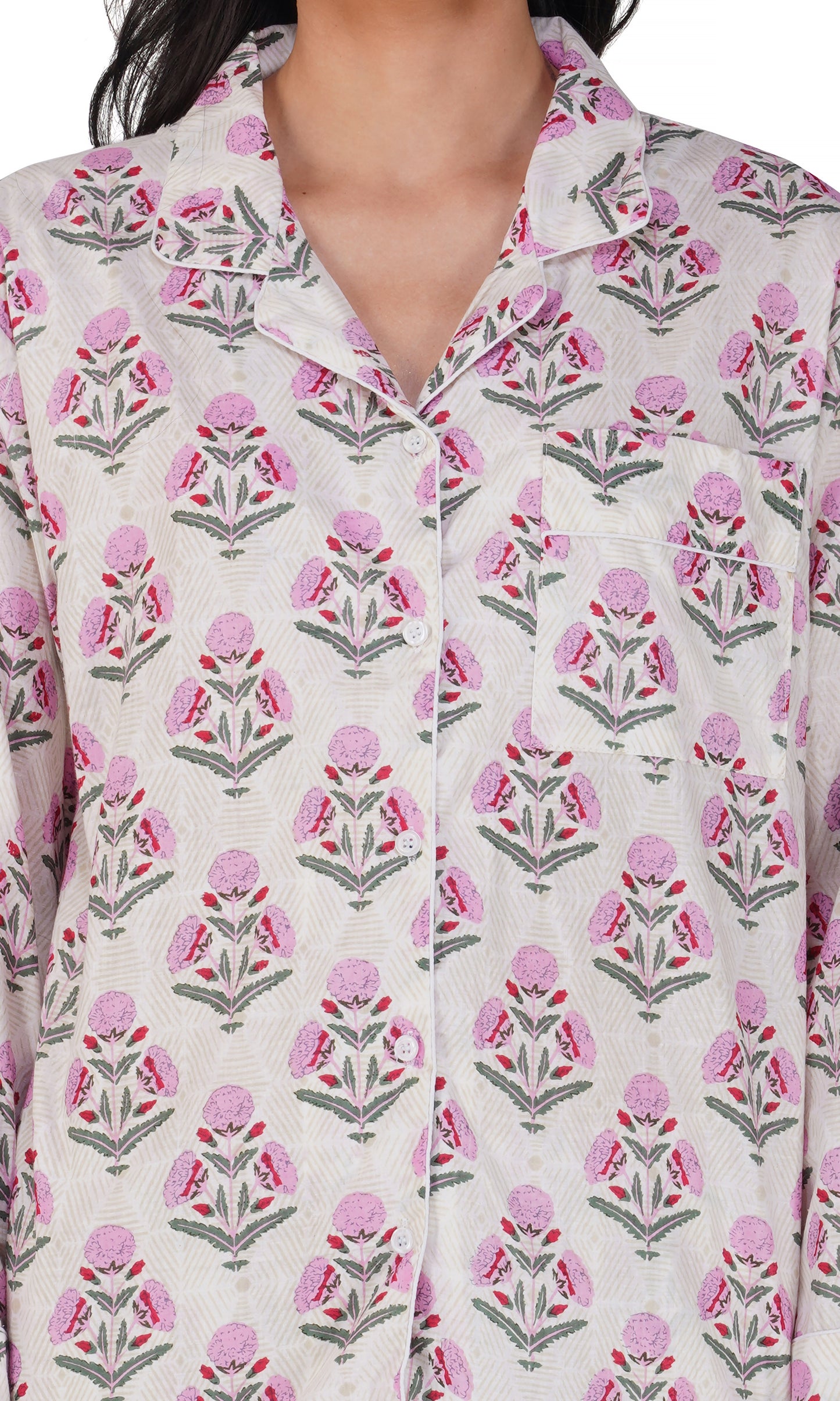 Blush Bloom: Pink & Grey Flower Booti Print- 3 piece pajama set