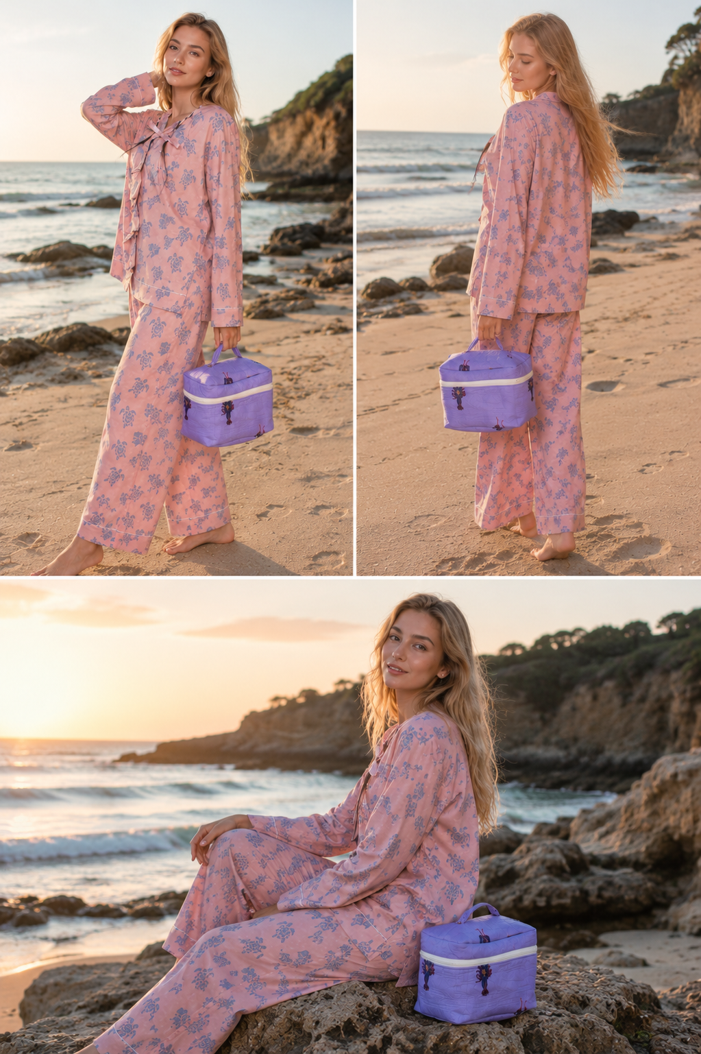 Turtle Drift Pajama Set – Coastal Pink Edition