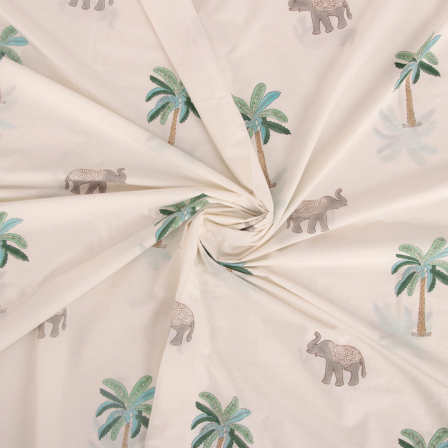 Udaipur Royalty: Palm & Elephant Bedspread