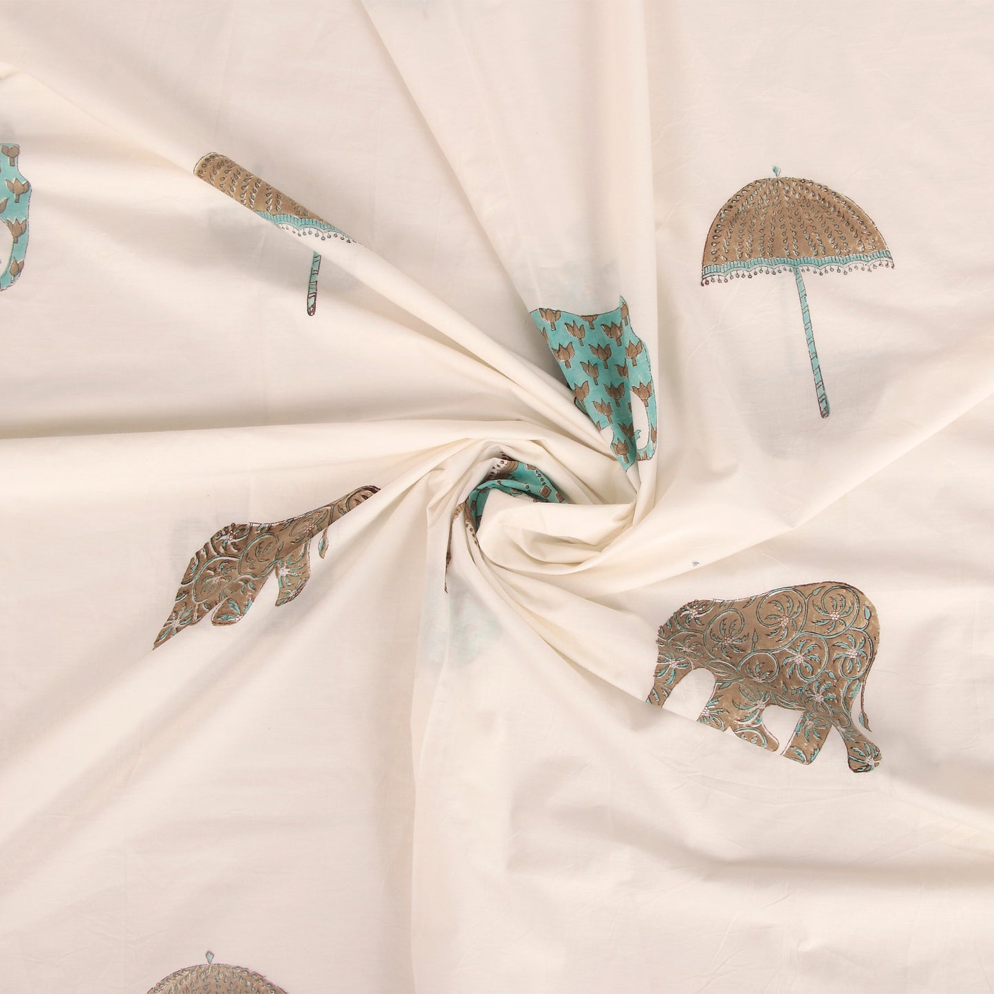 Mughal Elephant & Umbrella Opulence Bedspread