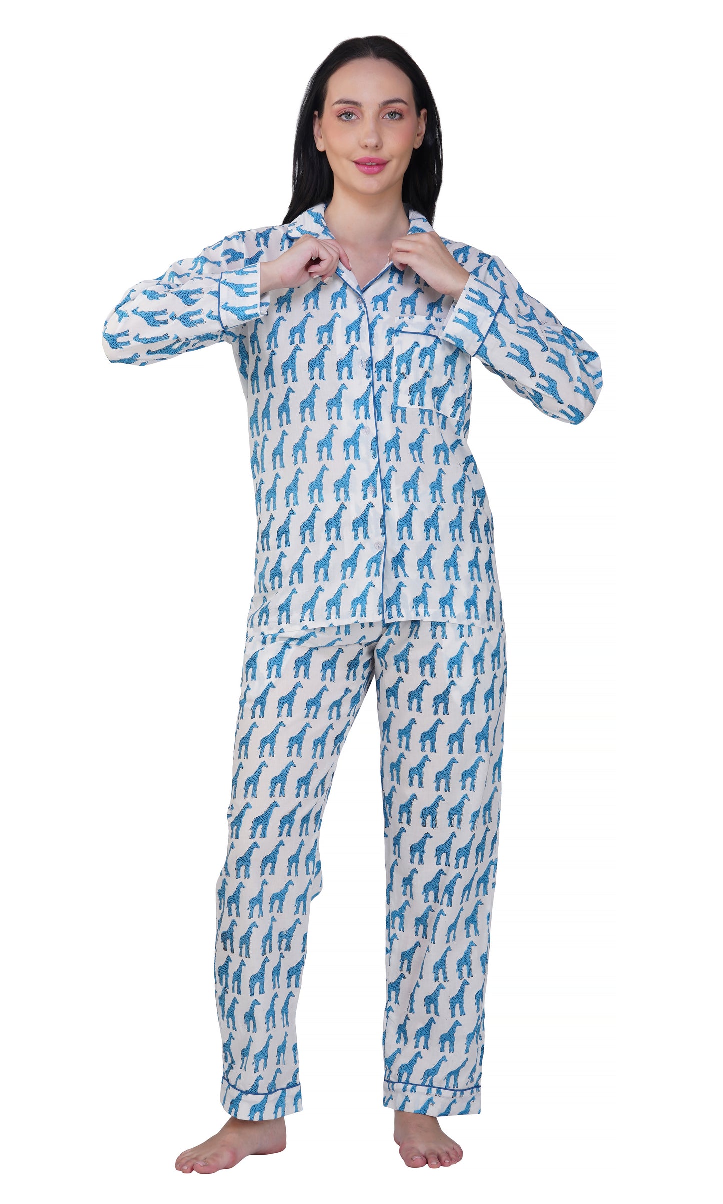 Desert Sky: 3-Piece Blue Camel Print Pajama Set