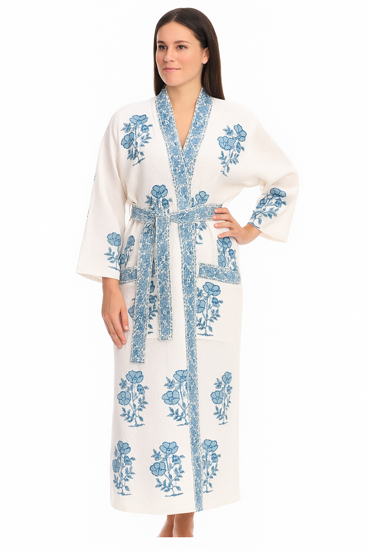 Indigo Garden Waffle Cotton Robe