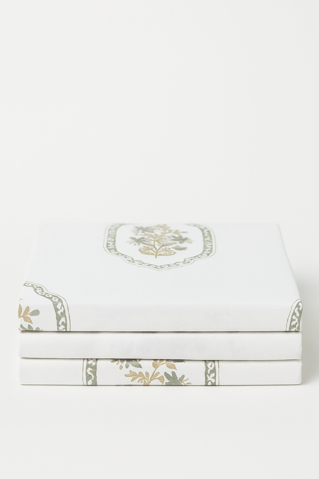 Sage Medallion Handblock Bedsheet