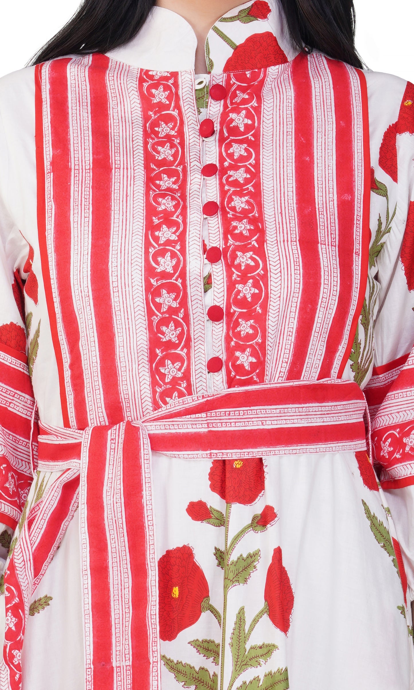 Crimson Petal Hand Block Dress