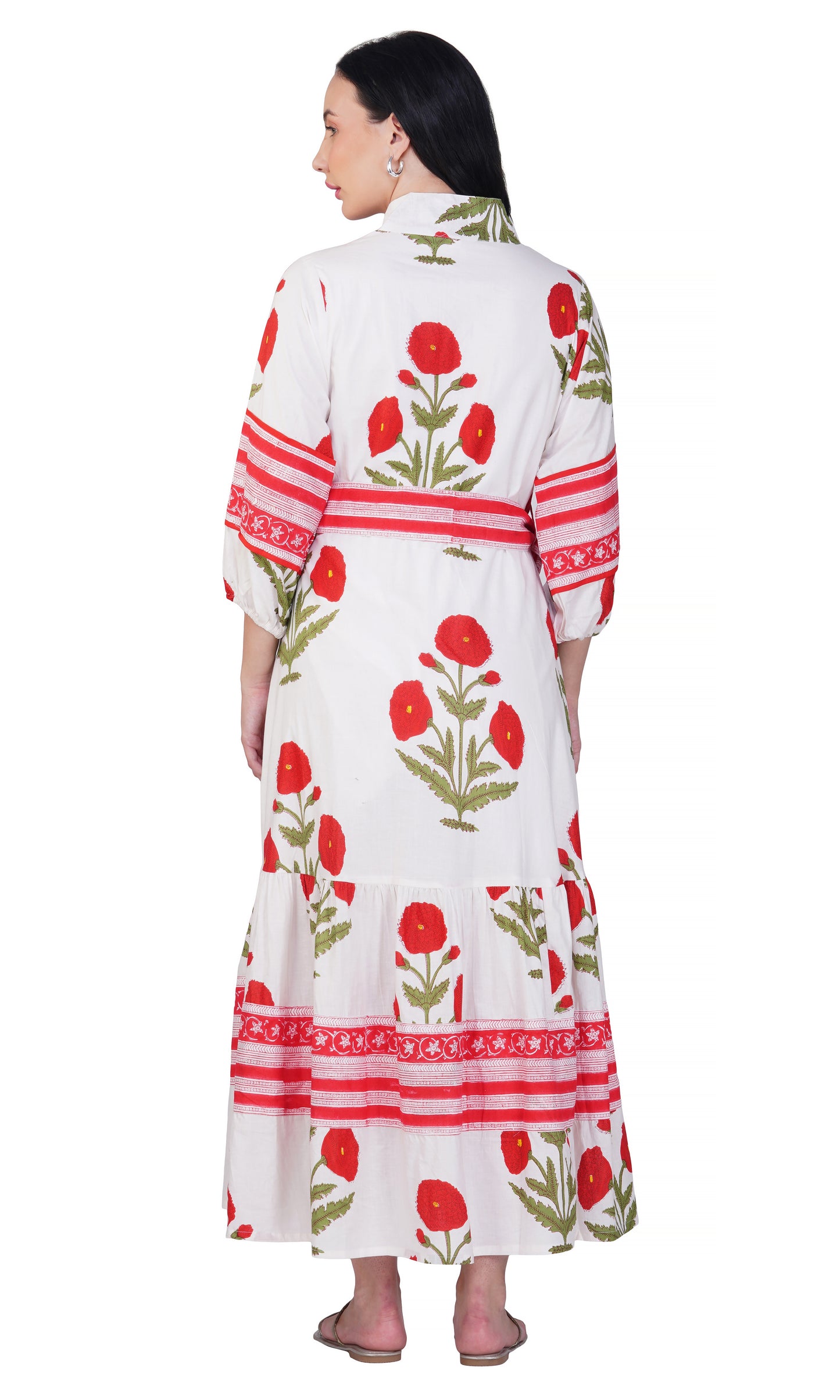 Crimson Petal Hand Block Dress