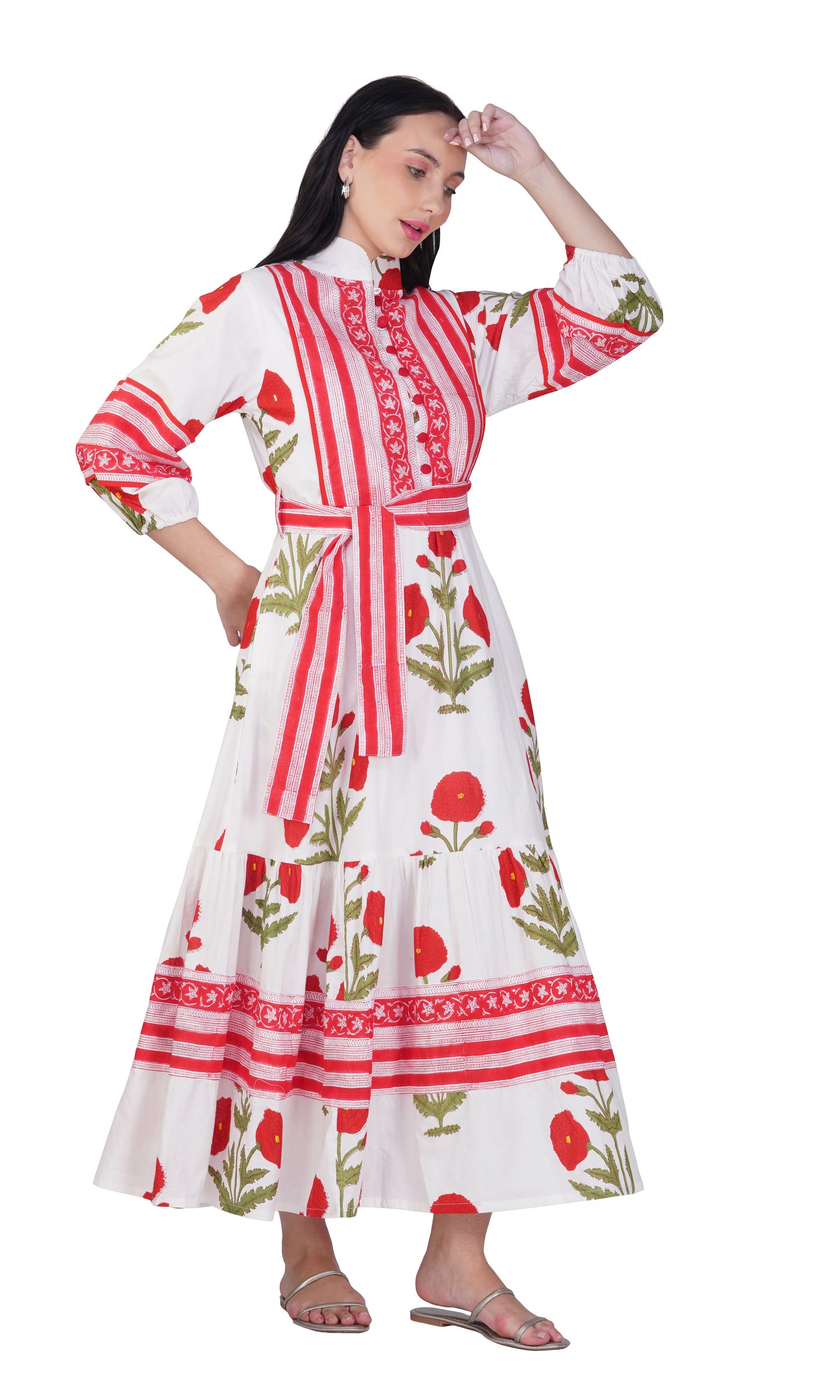 Crimson Petal Hand Block Dress