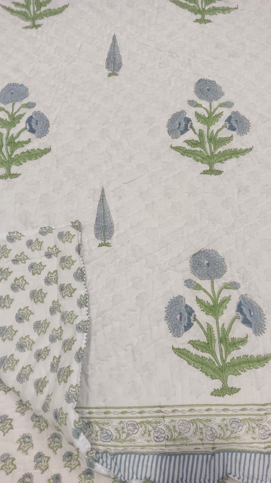 Blue Blossom Handblock Quilt