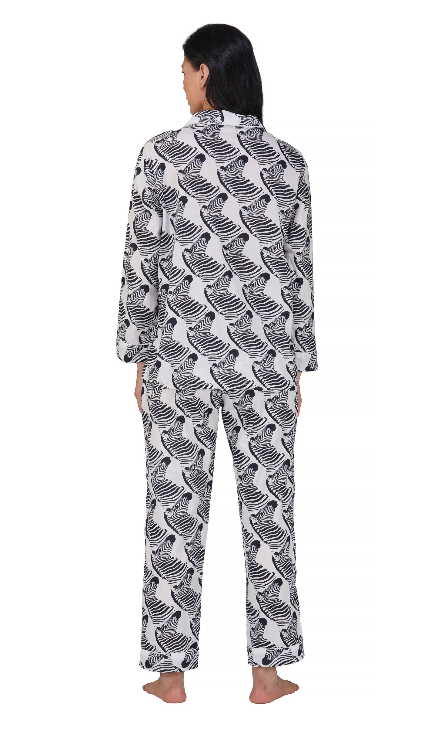 Zebra Serenity: 3-Piece Women's Soft Cotton Pajama Set