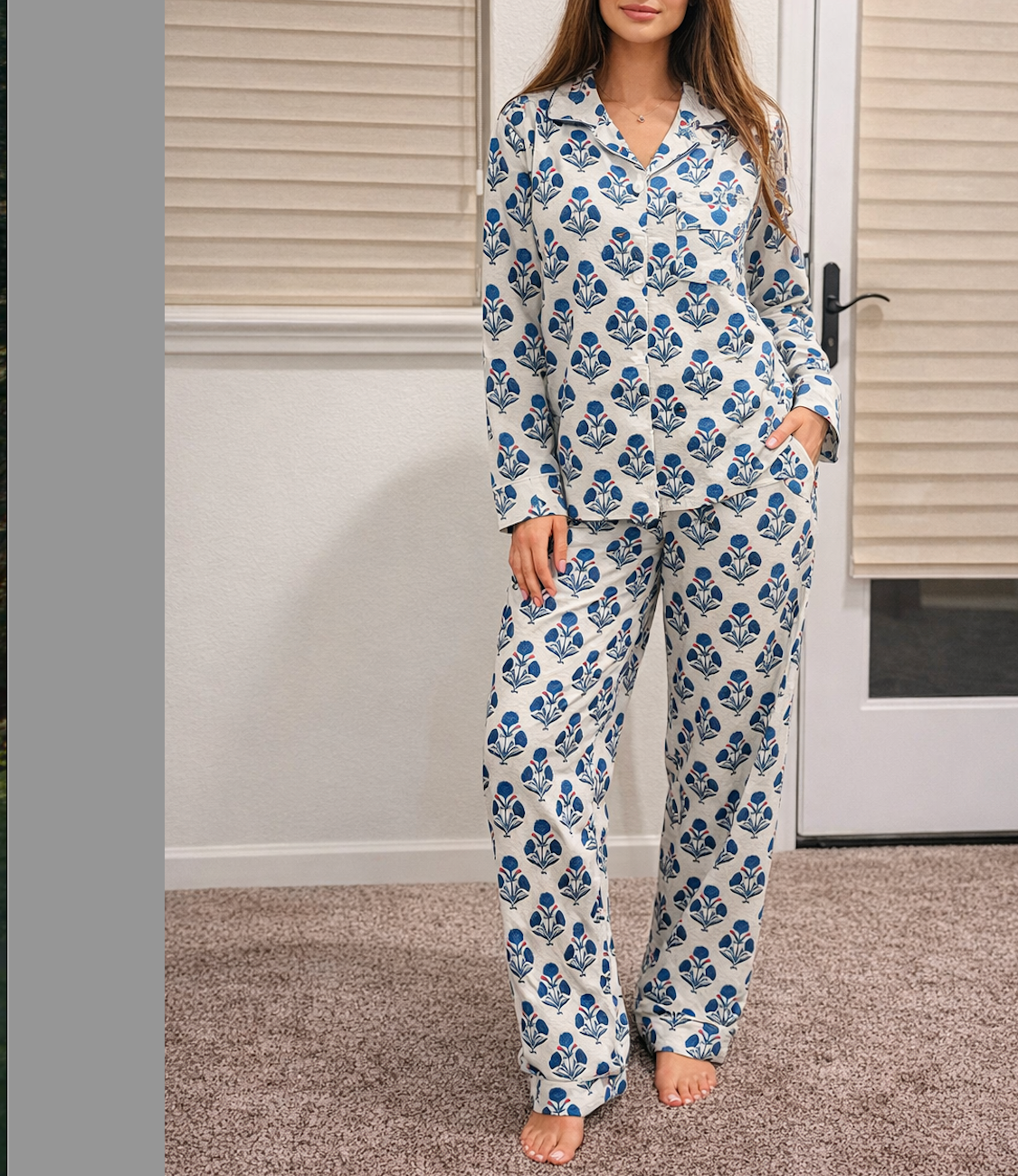 Bloom: 3-Piece Women's Block Printed Pajama Set