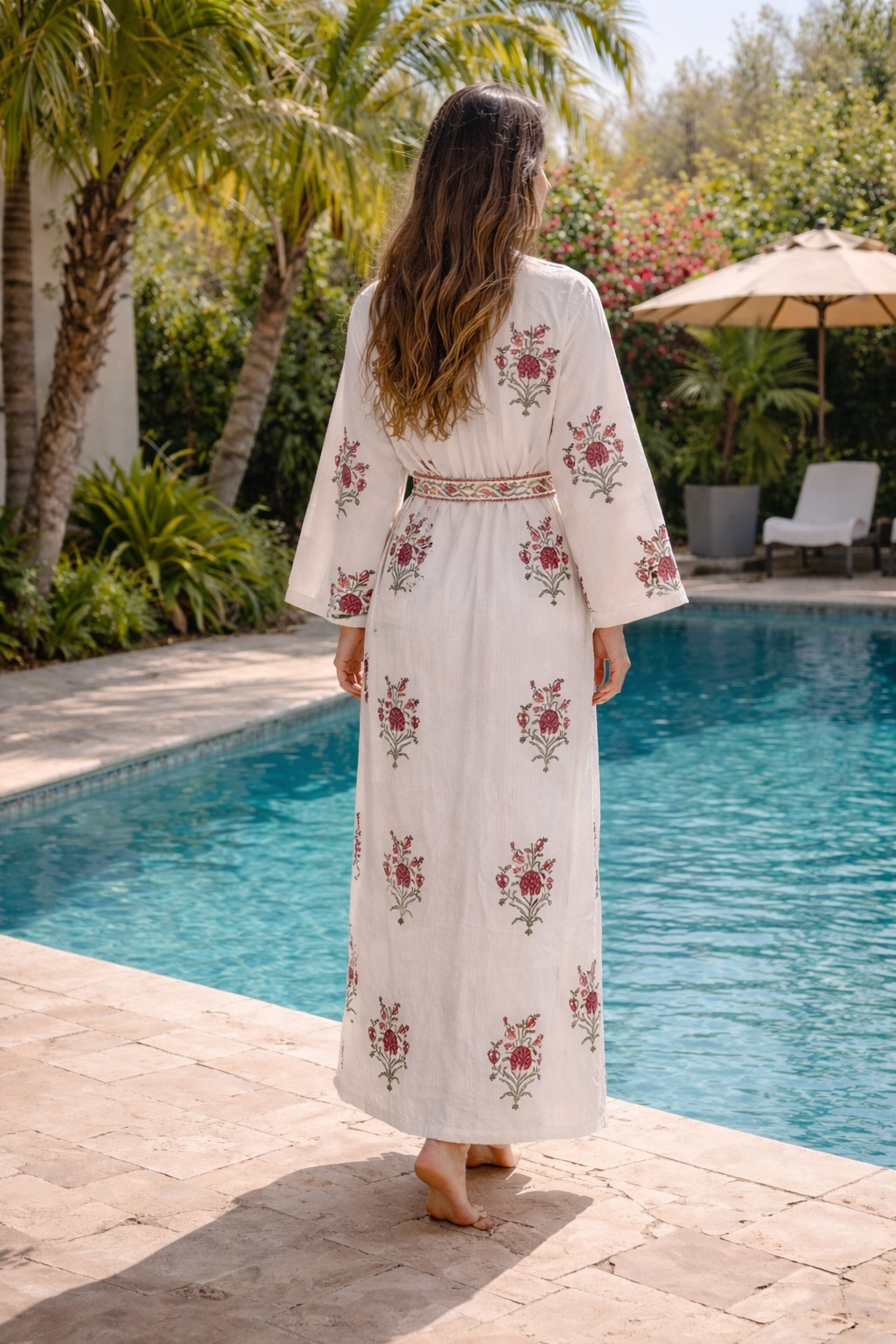 Ivory Bloom Waffle Robe